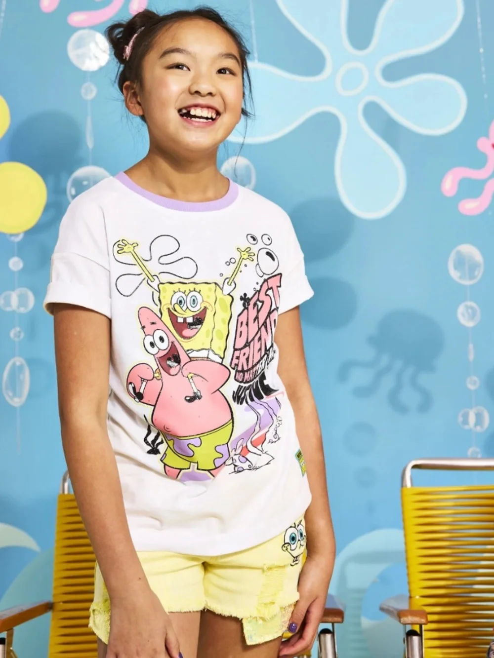 Sponge Bob Justice Girls Yellow Sequin Denim Shorts Size 8 NWT